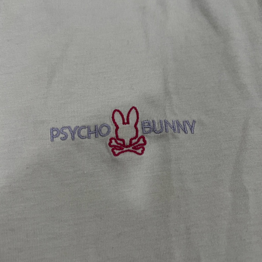 Psycho Bunny White Tee with Pink Bunny Skull Outline - Picture 3 of 4